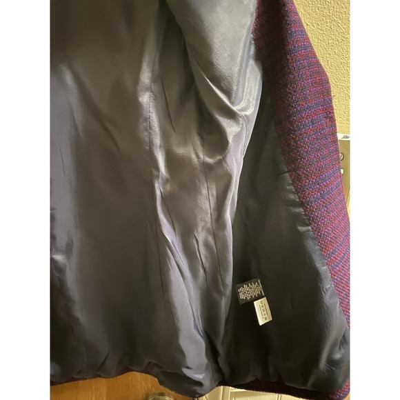 Vintage Liz Claiborne Collection Blazer Jacket Tweed Plaid Wool Purple Womens 6 - Picture 9 of 10